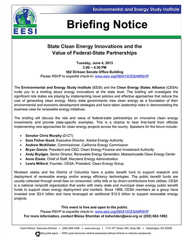 CESAEESI Briefing State Clean Energy Innovation and StateFederal